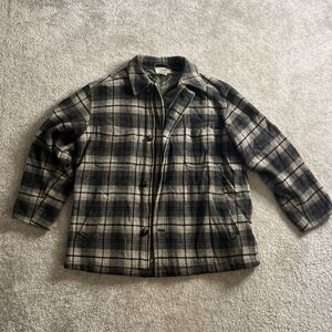 Vintage Work Wear Country Road Plaid Wool Blend Button Up Jacket Medium